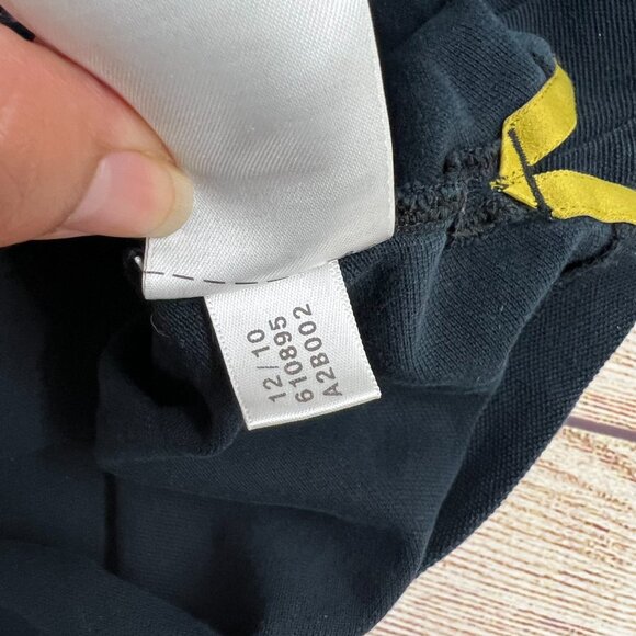 Adidas Originals Mens Small Navy Blue Polo Shirt Gold Trefoil Logo Yellow Trim - Picture 3 of 9